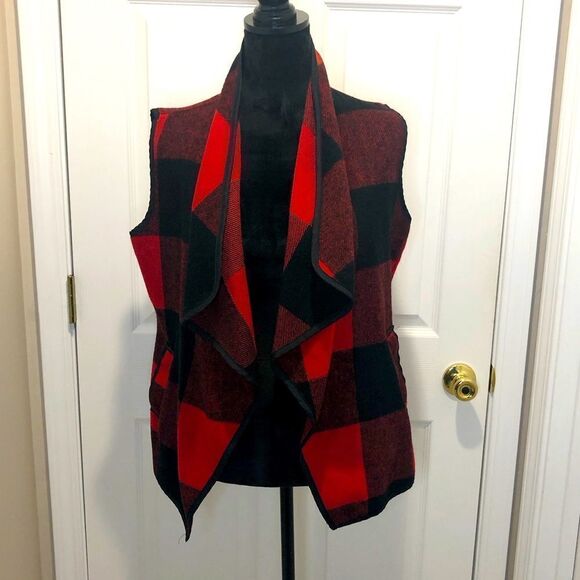 Jackets & Blazers - Plaid open drape front vest, size large
